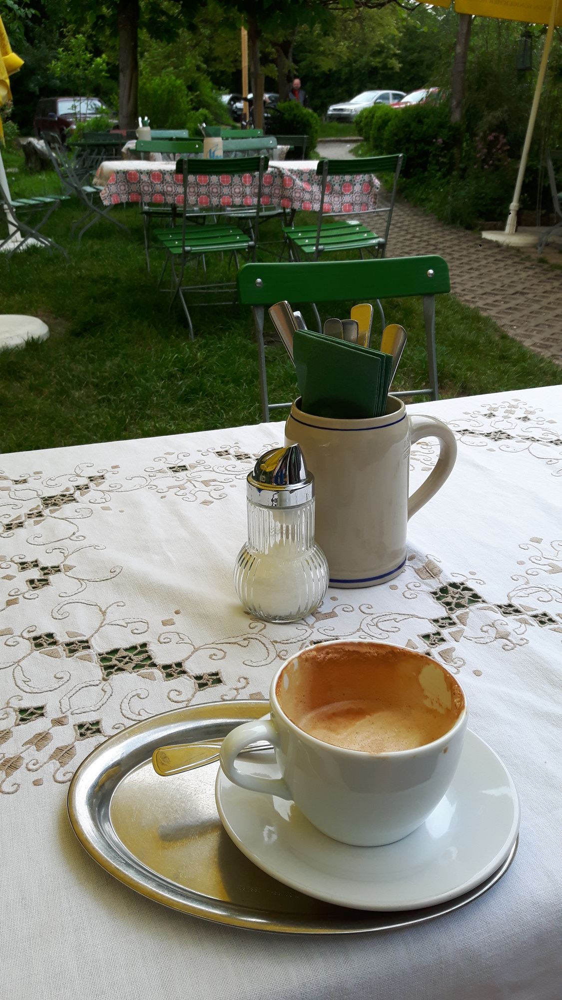 Pause und Kaffee im Biergarten
