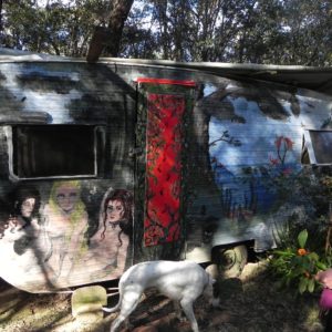 White Gums Community painted caravan