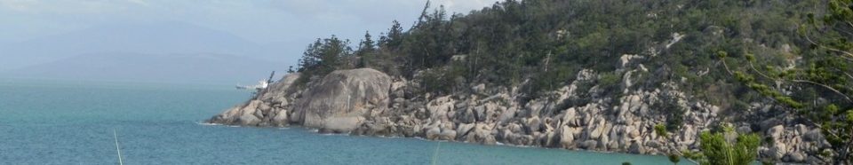 cropped Magnetic Island Rocky Bay beach look east panorama view