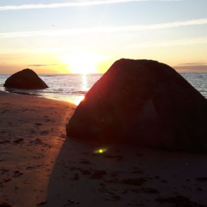 Sandstrand Steine Sonnenuntergang