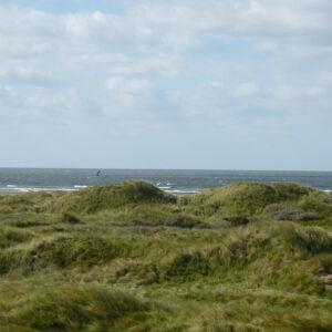 Blick von den Dünen auf das Meer