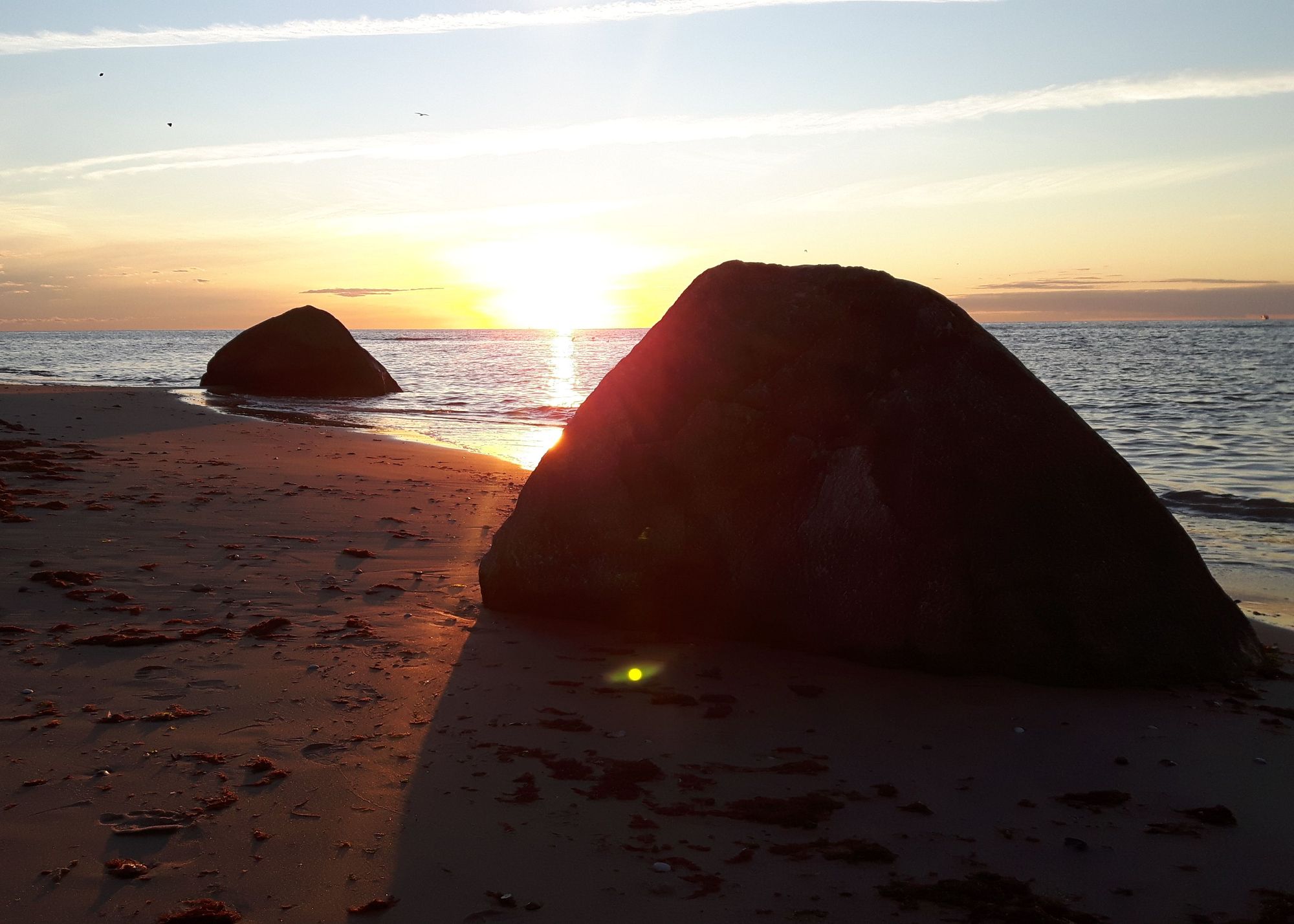 Sandstrand Steine Sonnenuntergang