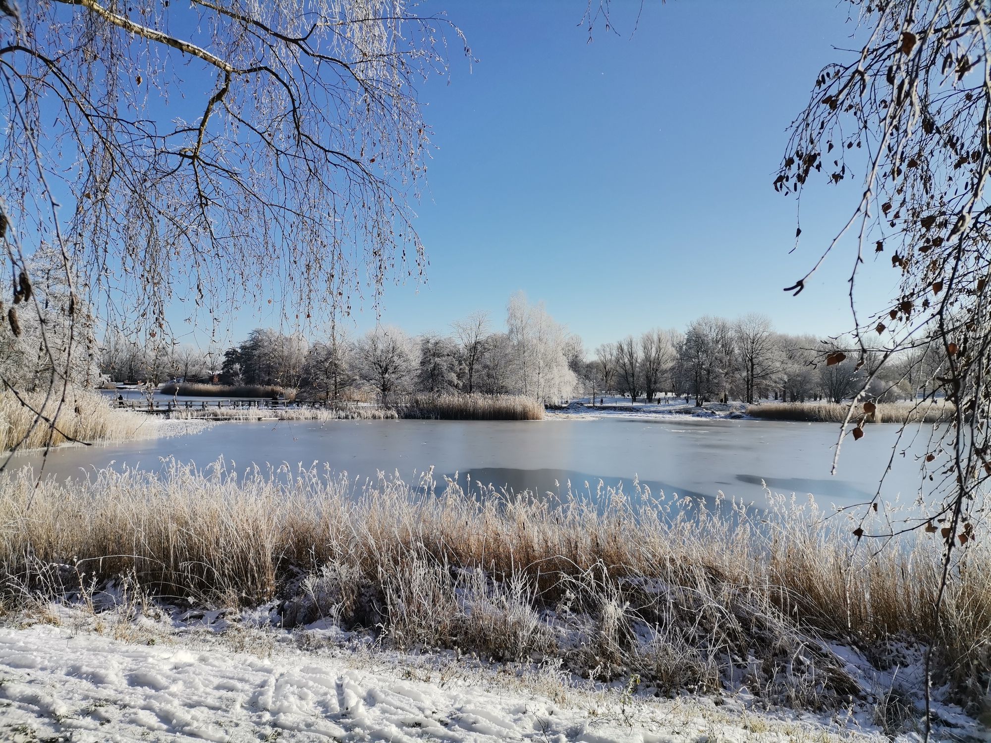 Blick über See mit Eis