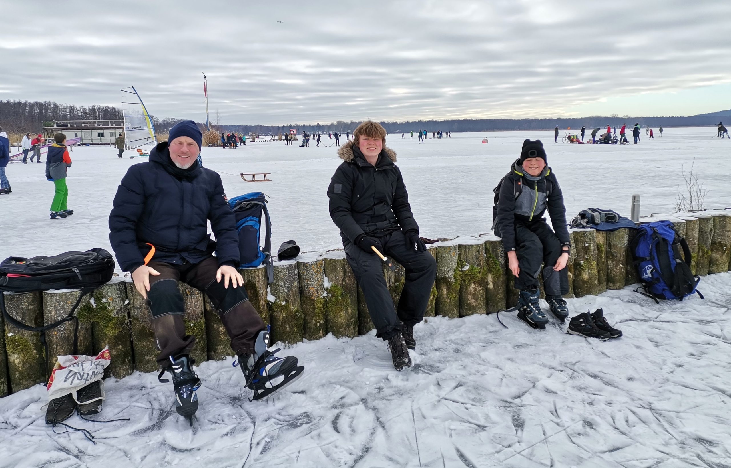Eis Müggelsee Jens Jungs auf Buhne