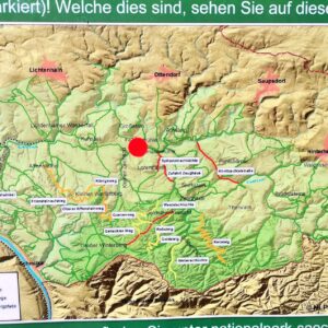 Karte mit gesperrten Wege wegen Windbruch