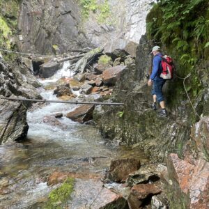 Bergsteig zum Wasserfall Grey Mare's Tail