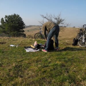 Morgens Zeltsachen einpacken und die Räder klarmachen