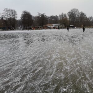 Blankes glattes Eis auf dem Müggelsee