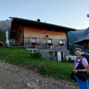 Saltner Hütte Abends nach der Ankuft am Schlern auf der Seiser Alm Südtirol